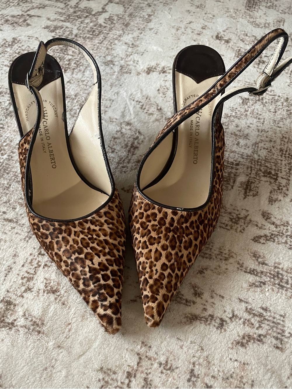 Italian Leopard Print Slingback Pumps - size 7.5